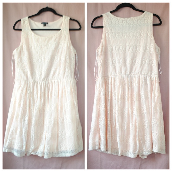 💕Light Pastel Pink Lace Formal Stretchy Dress XL - Picture 2 of 8